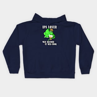 Funny Dino Dinosaur Beanie IPA Beer Lover Saurus Kids Hoodie